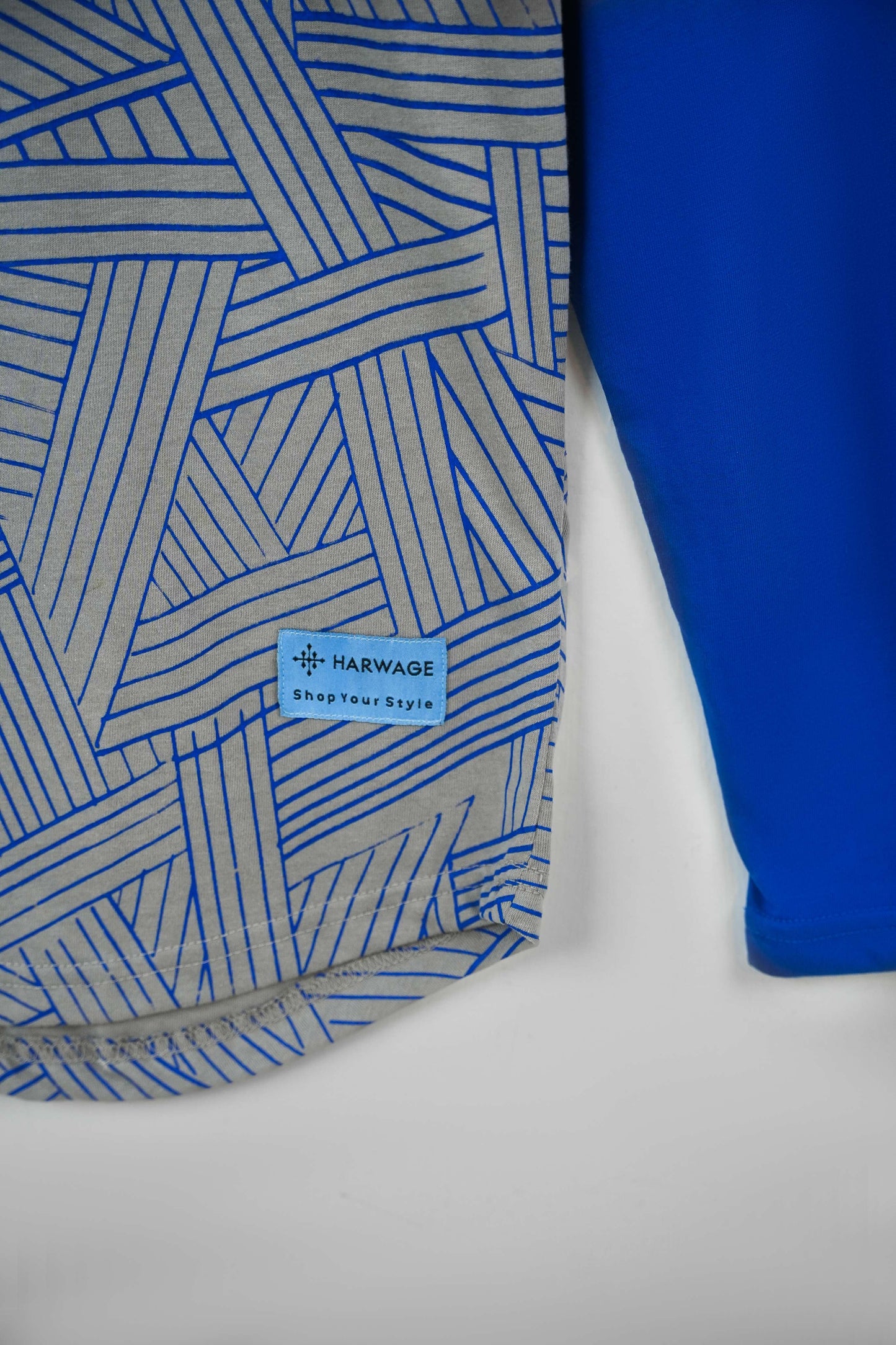 Men Printed Full-Sleeve T-Shirt - Grey/Blue