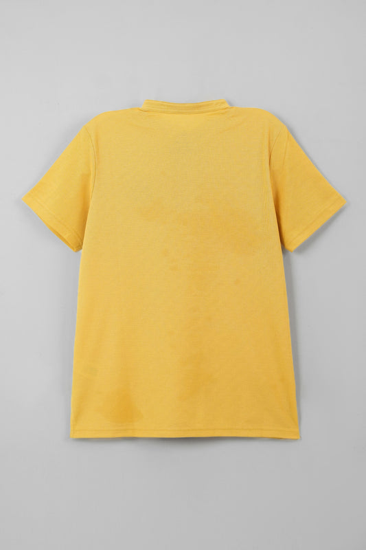 MEN BAND COLLLAR POLO SHIRT- SUNLIGHT YELLOW