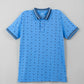 Men's All-Over Printed Jersey Polo Shirt  - Blue