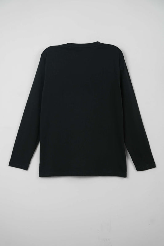 Men Printed Full-Sleeve T-Shirt – Jet Black