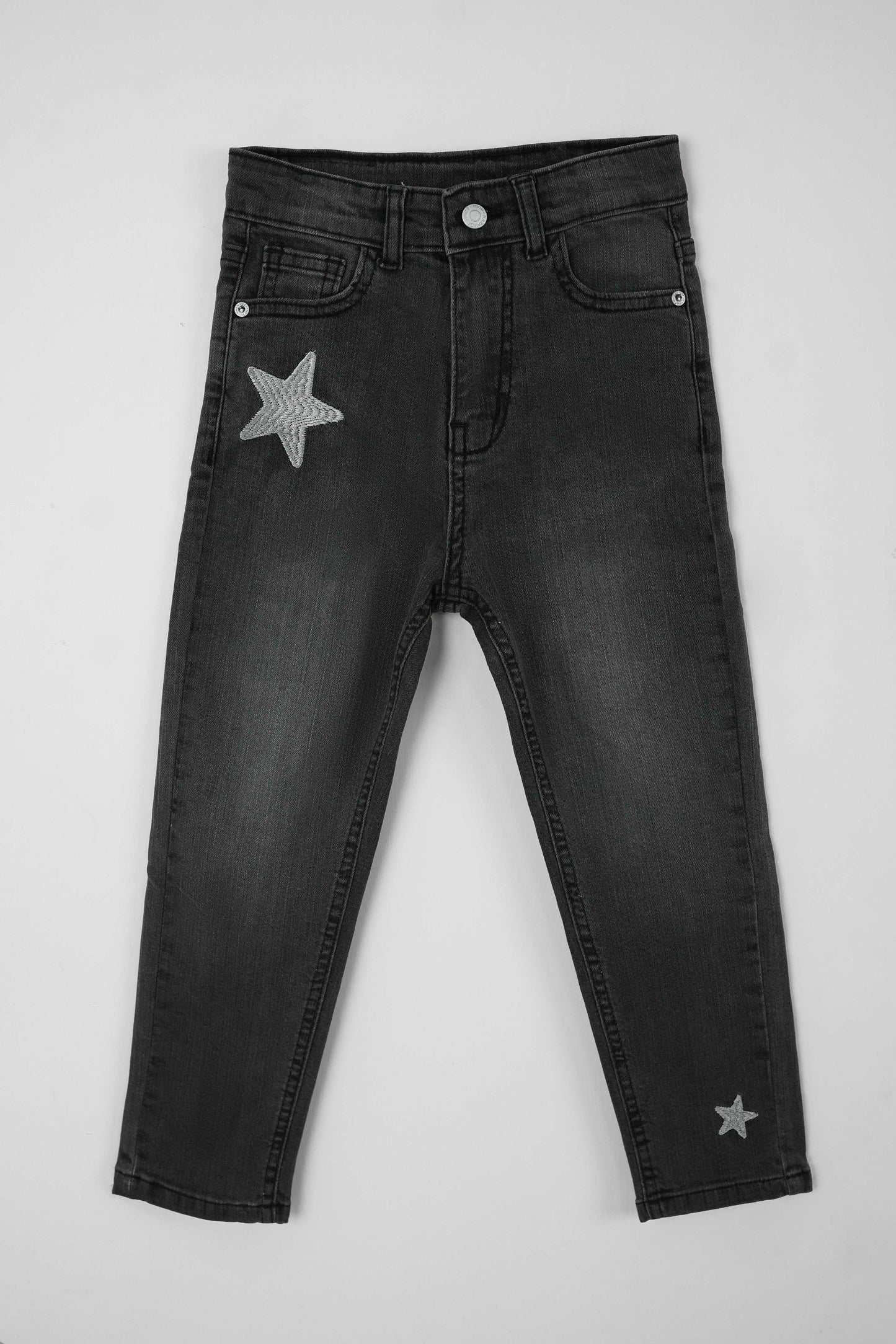 Girls' Straight Fit Denim Jeans -  black
