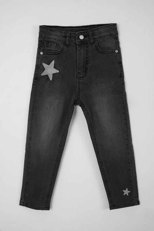Girls' Straight Fit Denim Jeans -  black
