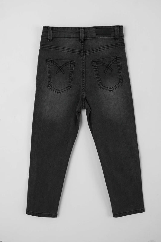 Girls' Straight Fit Denim Jeans -  black