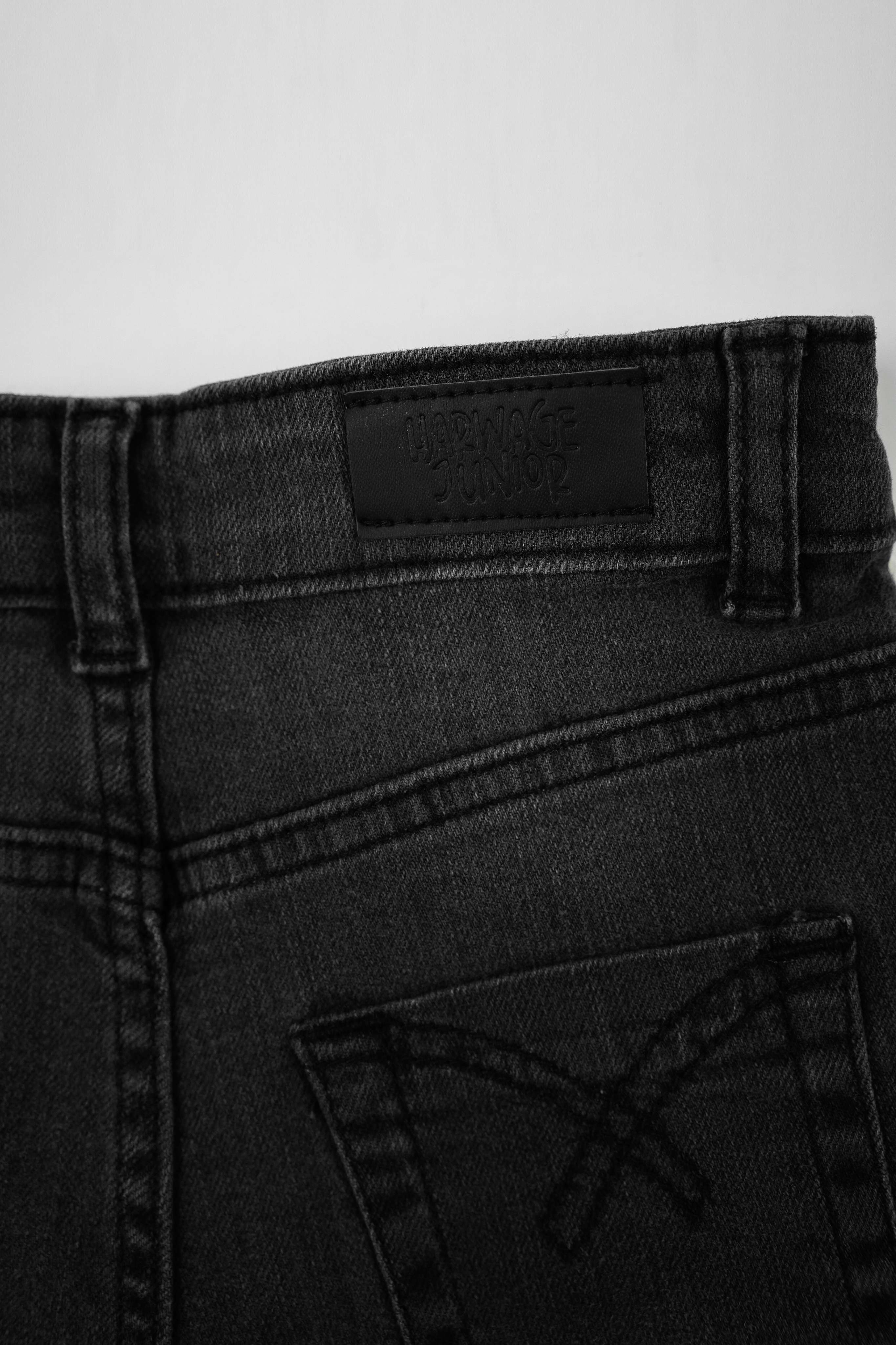 Girls' Straight Fit Denim Jeans -  black