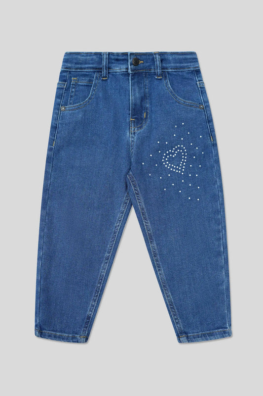 Dark Blue Girls Straight Fit Jeans