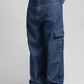 Indigo skater fit cargo denim jeans