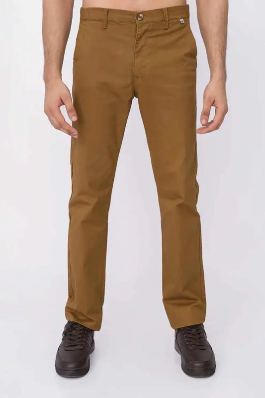 Elasticated brown chino pants