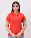 Women's Fiery Red Basic Premium Polo Shirt