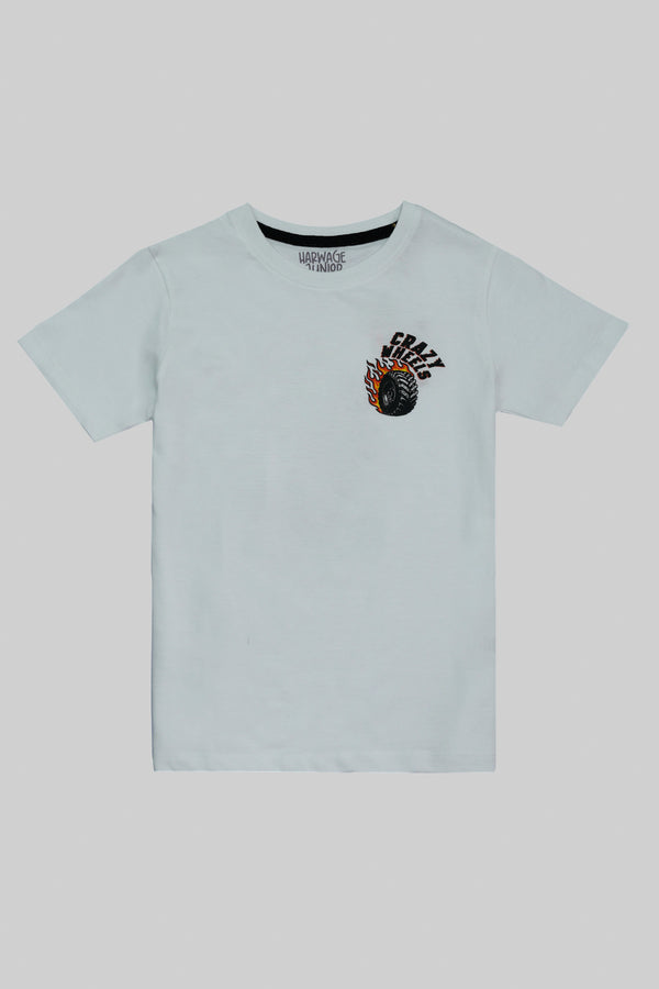 Junior Kids Boys Tee- White