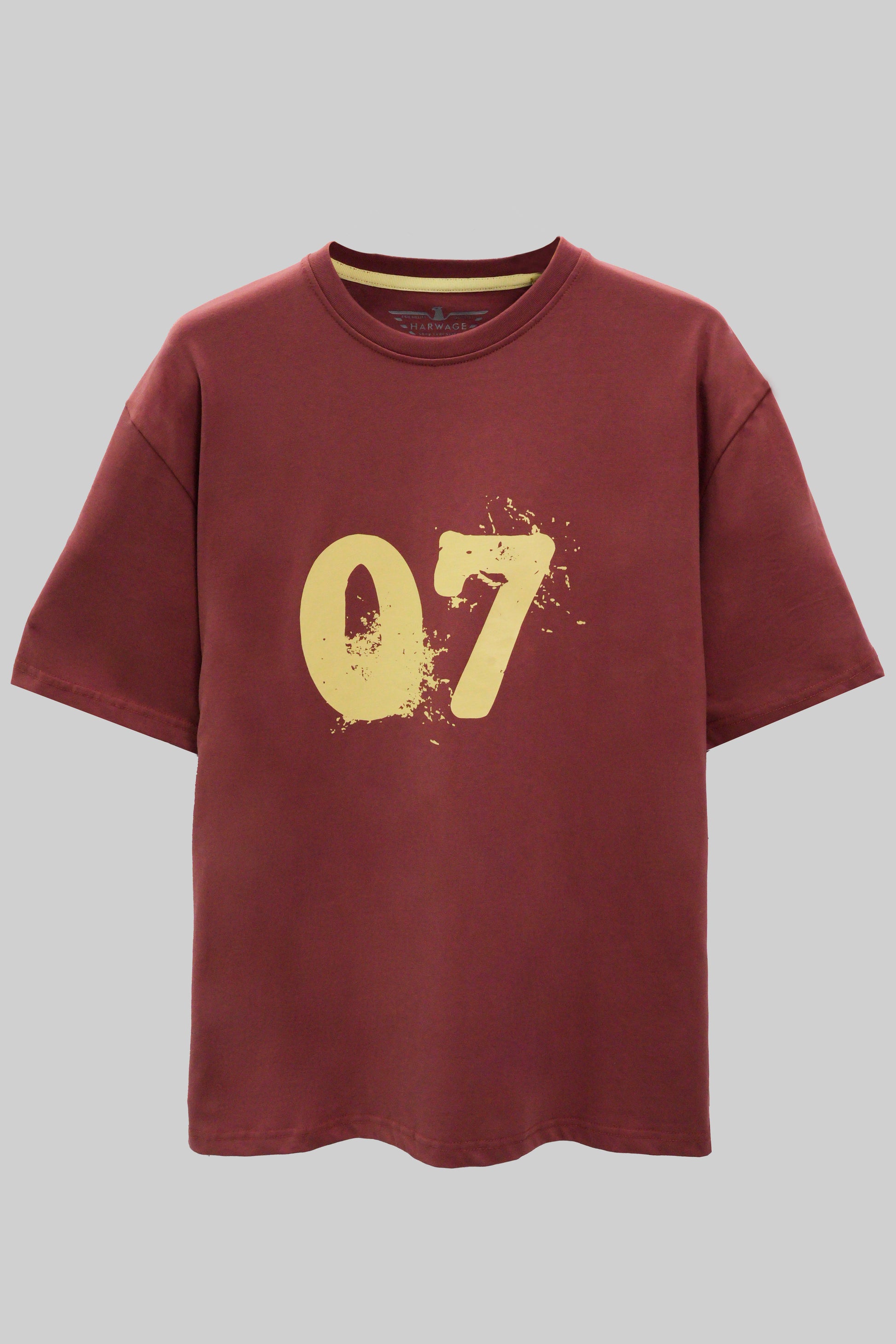 Round Neck Half Sleeves T-Shirt-Barn Red