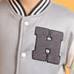 Front close up of Baseball Jacket in Wild Dove