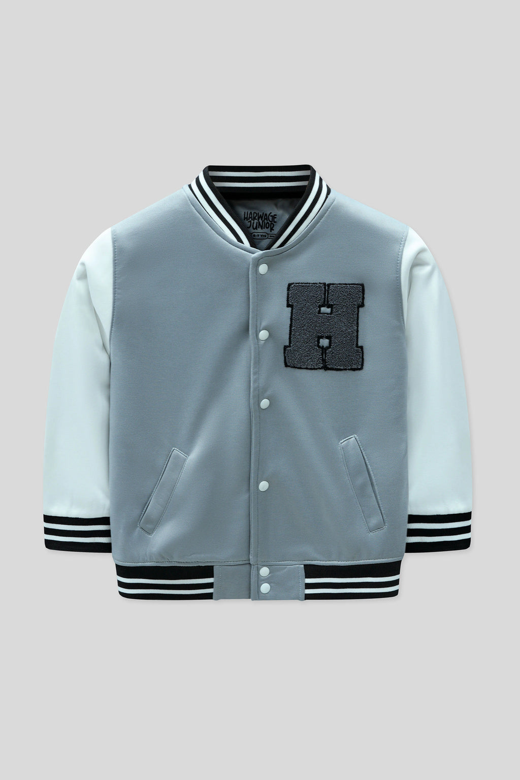 Front view of Baseball Jacket in Wild Dove