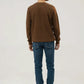 Full back standing view of Brown Regular Fit Sweatshirt paired with denim