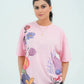 Women Graphic Oversized T-Shirt – Pink - Harwage