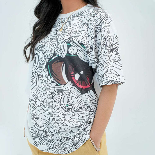 Women Graphic Oversized T-Shirt – White - Harwage