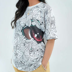 Women Graphic Oversized T-Shirt – White