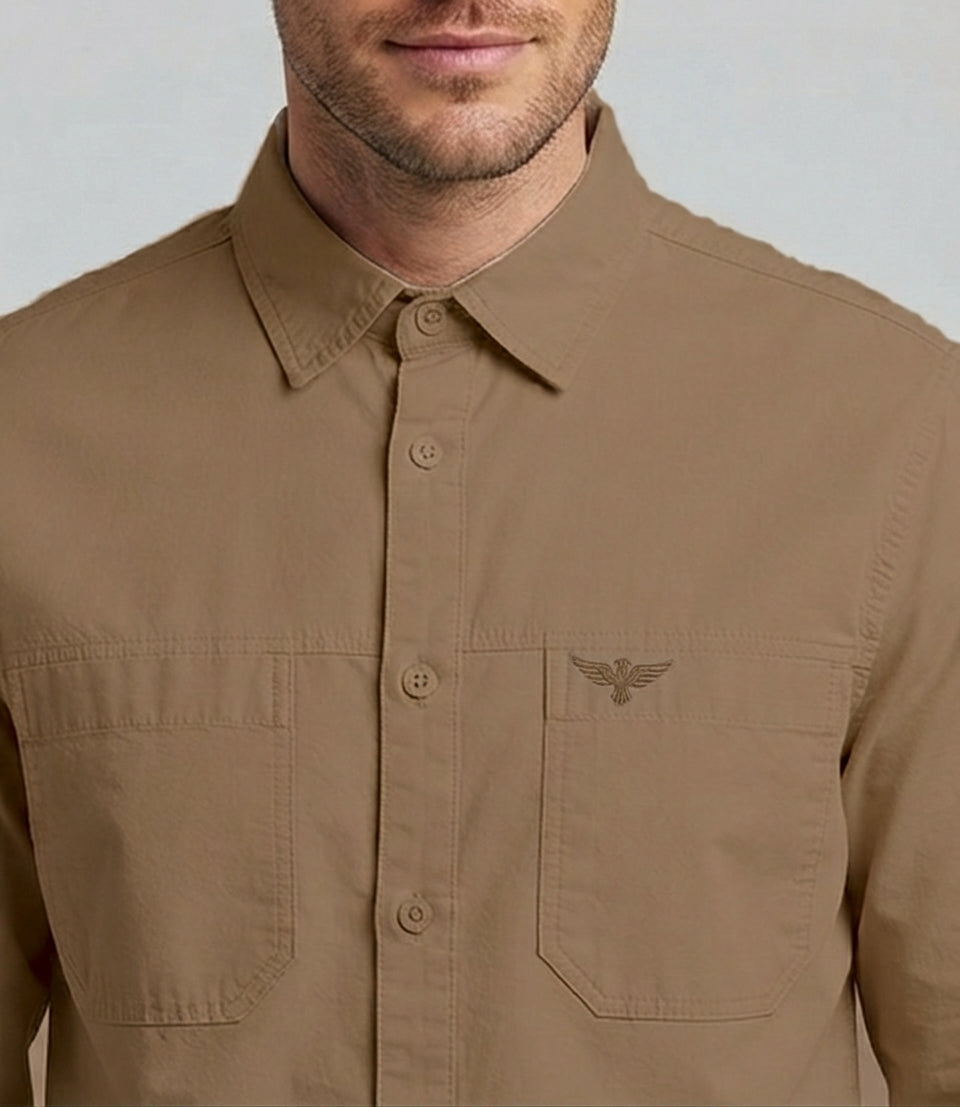 Men's Brown Tint Cotton-Lycra Shirt