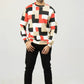 Front full-body view of Geometric Checkered Fit Sweatshirt on model