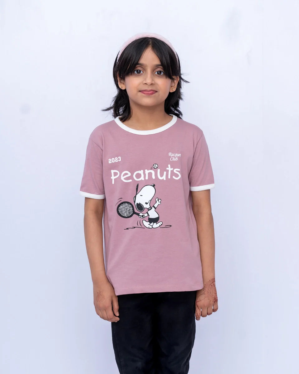 Girl posing in Graphic T Shirt Tuscany Grey