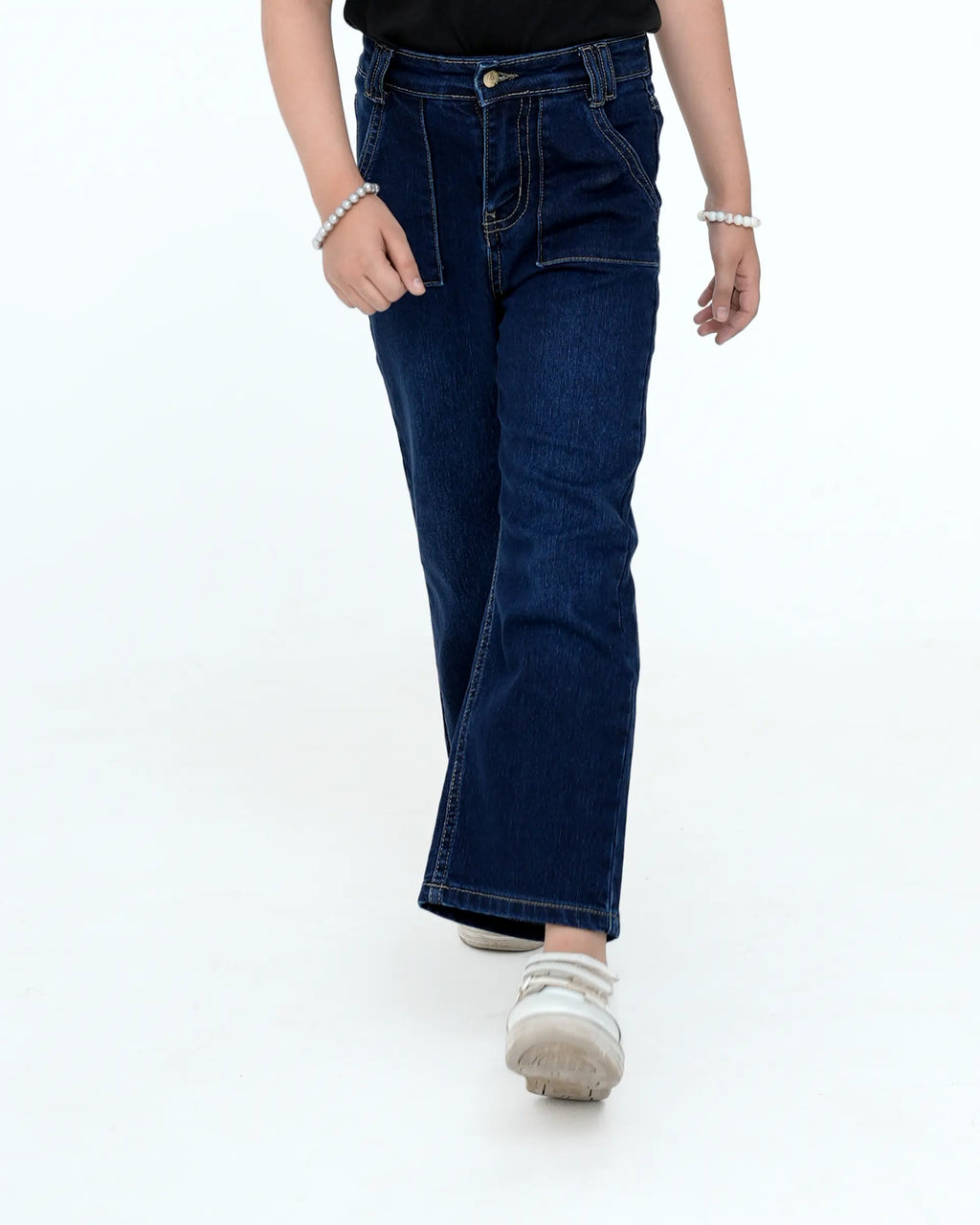 Girl’s Dark Blue Basic Straight Fit Jeans