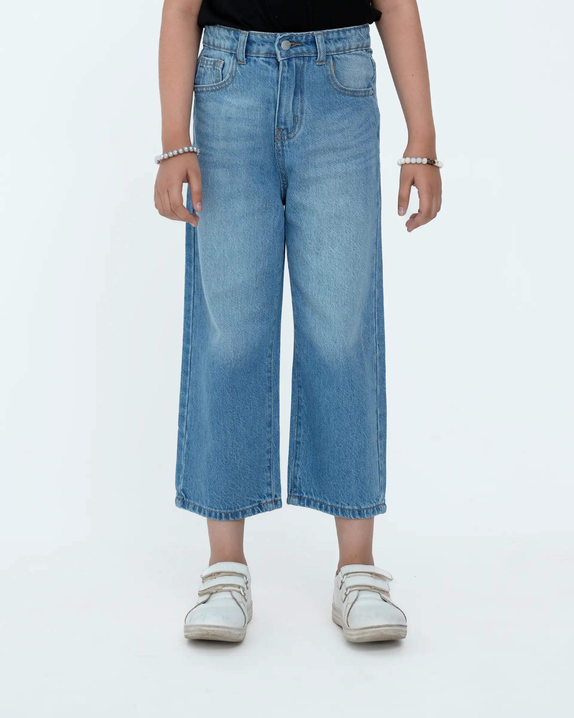 Girls Basic Straight Fit - Mid Blue