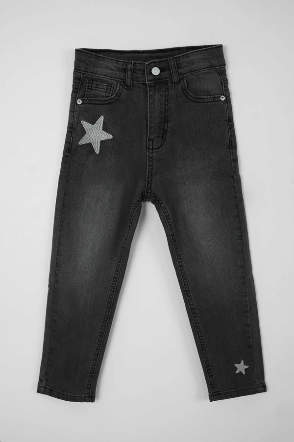 Girls' Straight Fit Denim Jeans -  black
