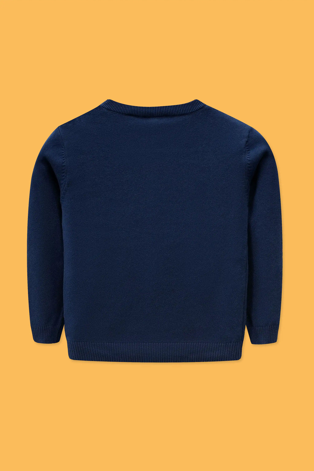 Back view girls' ink blue cotton cardigan