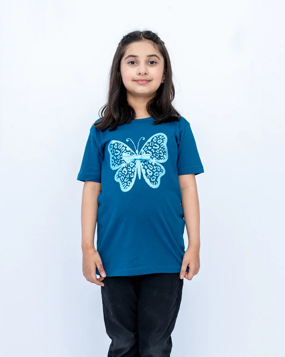 Girls showing the Blue Sapphire Graphic Print Tee