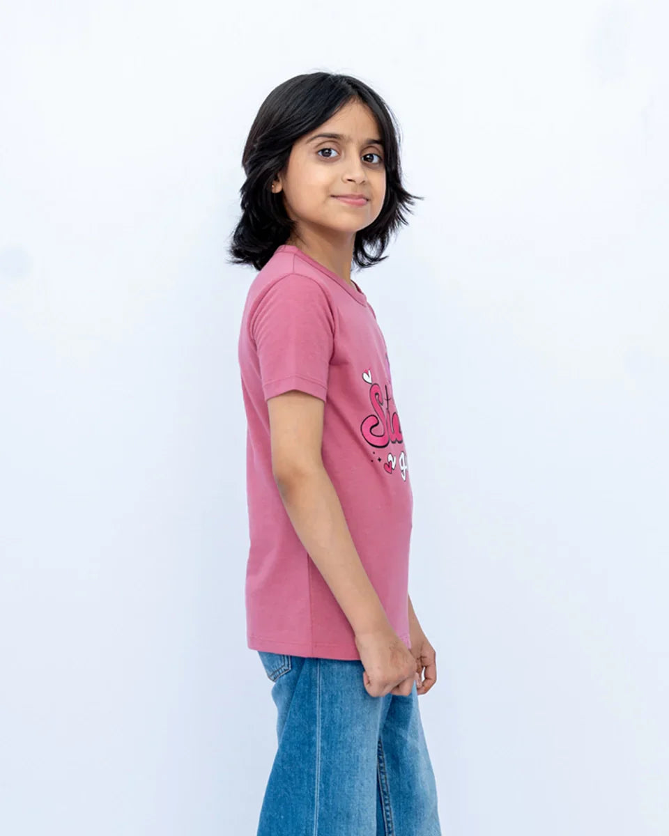 Girls wearing the China Rose Printed Graphic Shirt