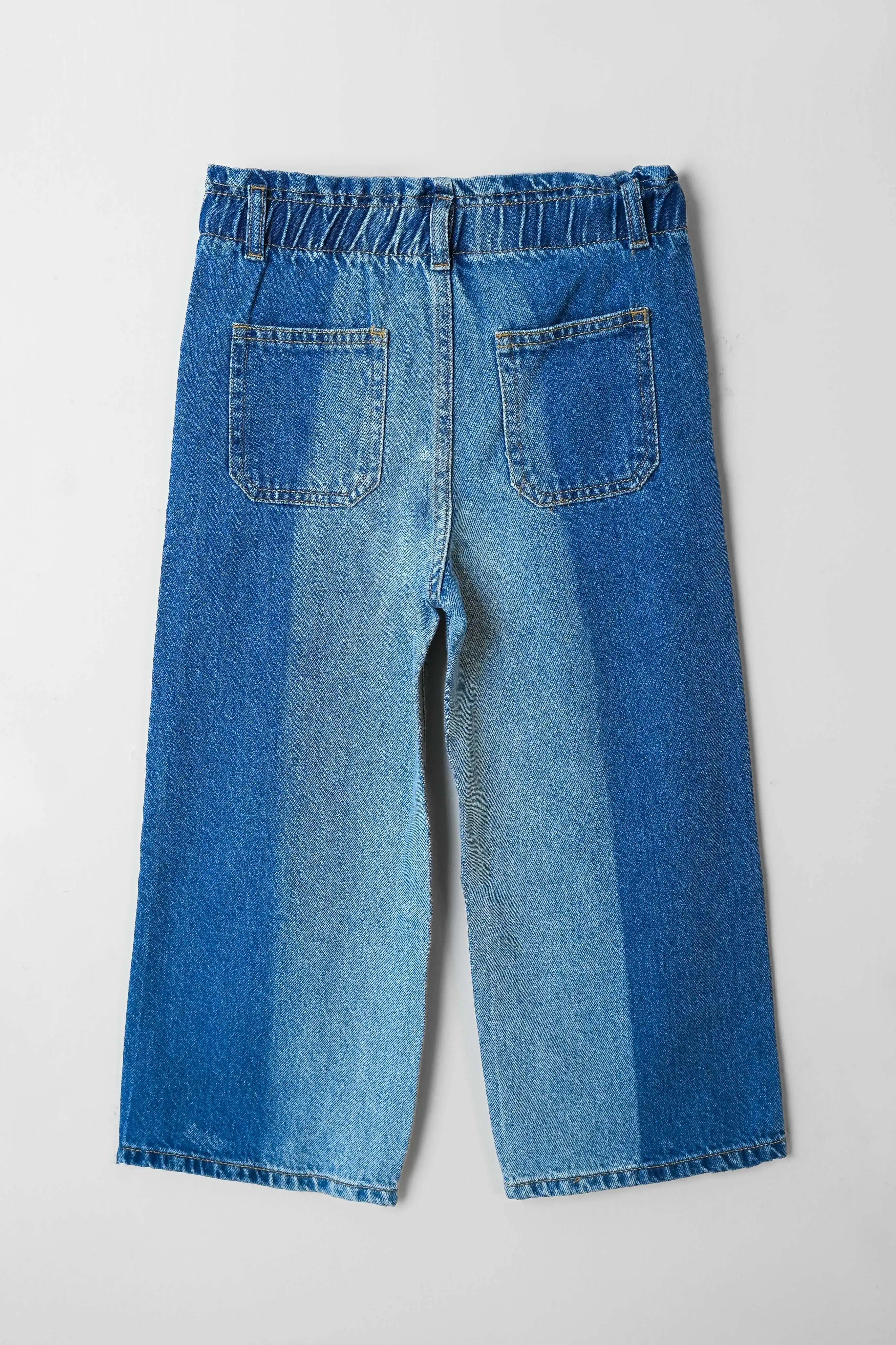 Trendy multi-color girls' wide leg denim jeans