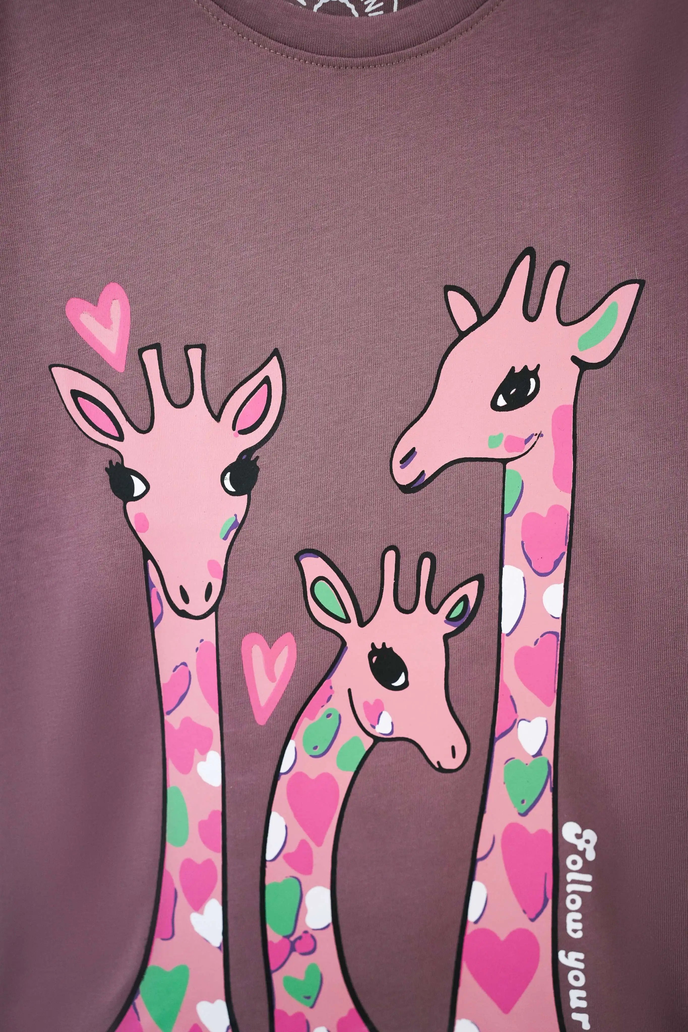 Graphic Tee for Little Girls in Deep Taupe color