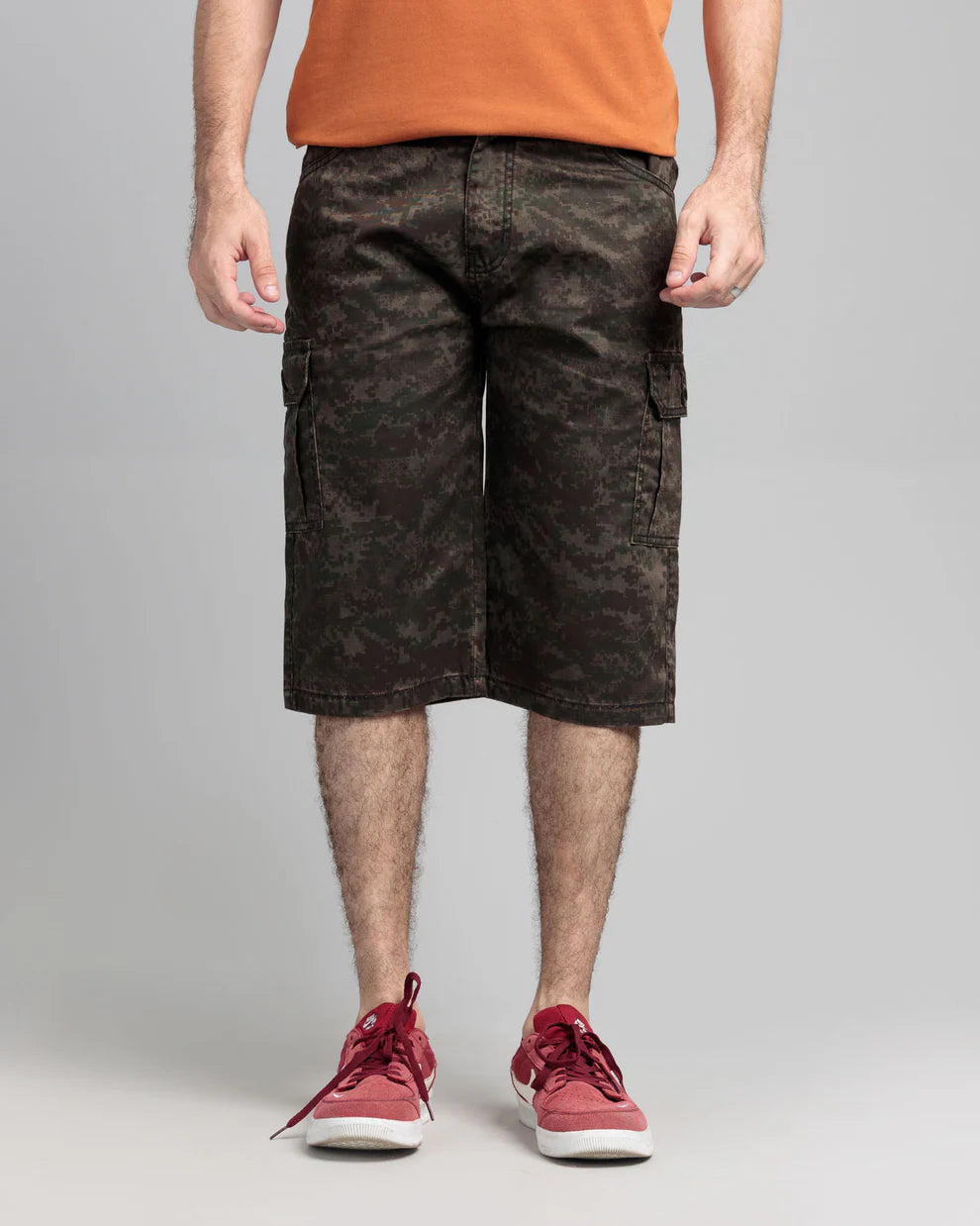 Men’s Green Stretch Denim Shorts