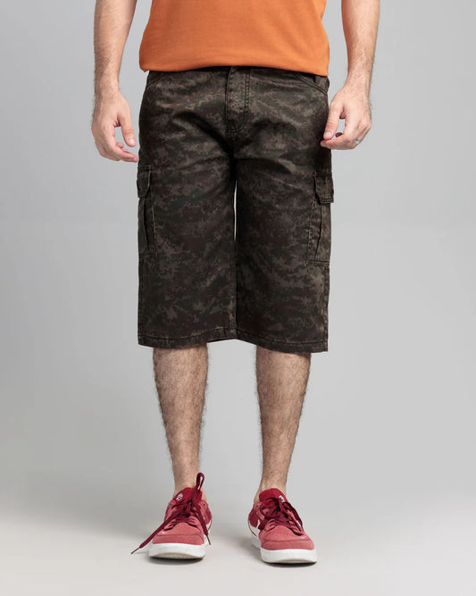 Men’s Green Stretch Denim Shorts