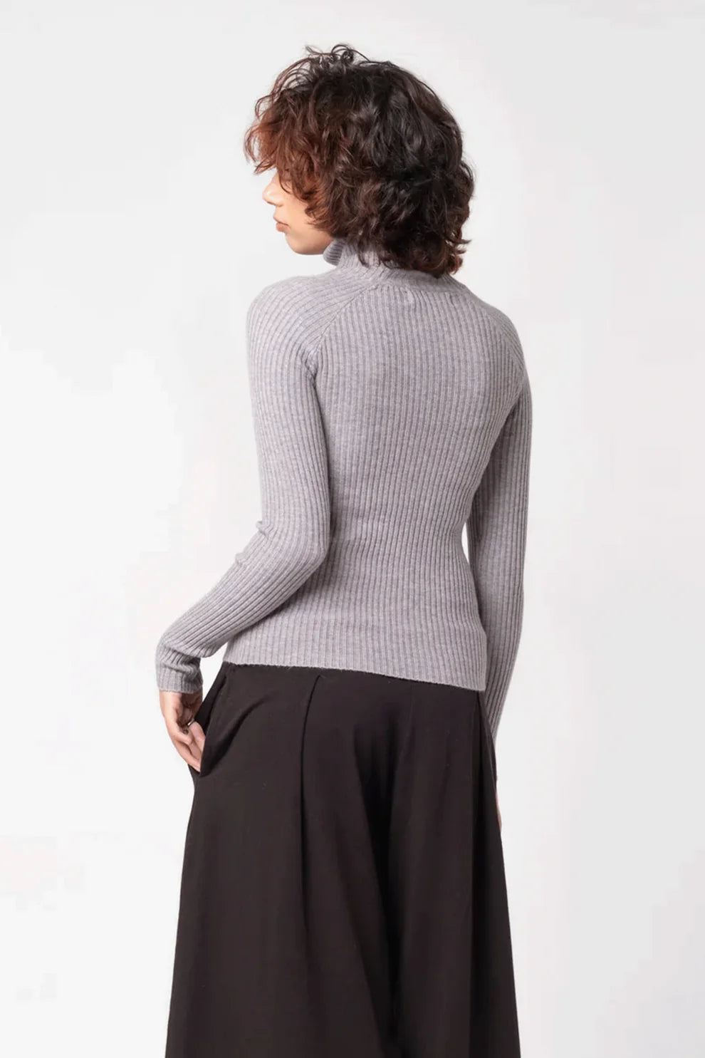Grey cardigan back view