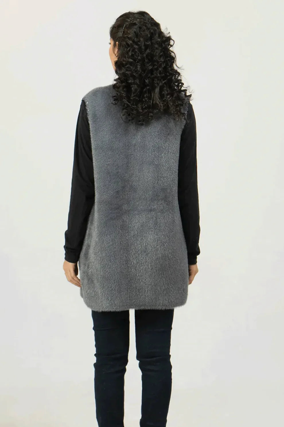 Grey sleeveless jersey back view