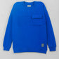 Imperial Blue Sweatshirt with a pocket on a light gray background
