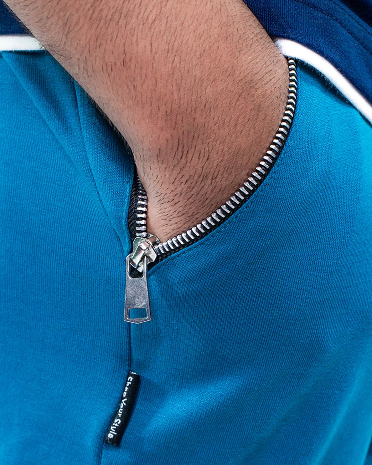 Ink blue slim jogger with zips