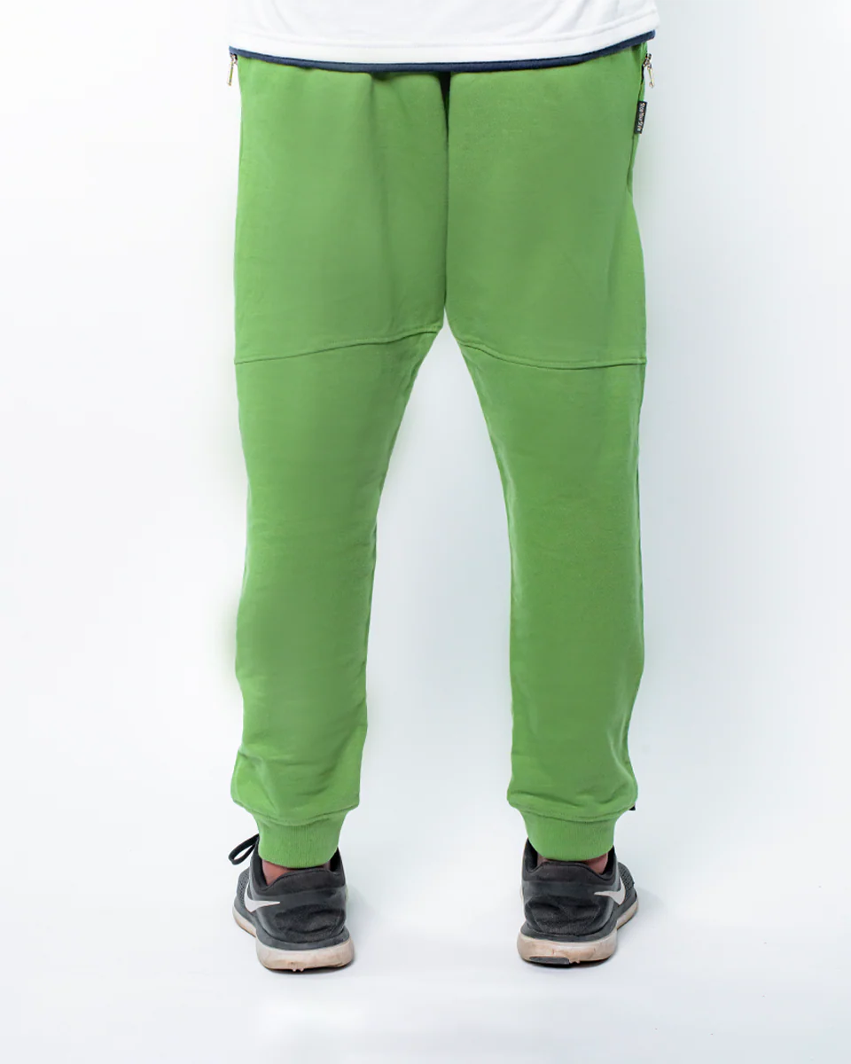 Jogger With Side Zips - Forest Green