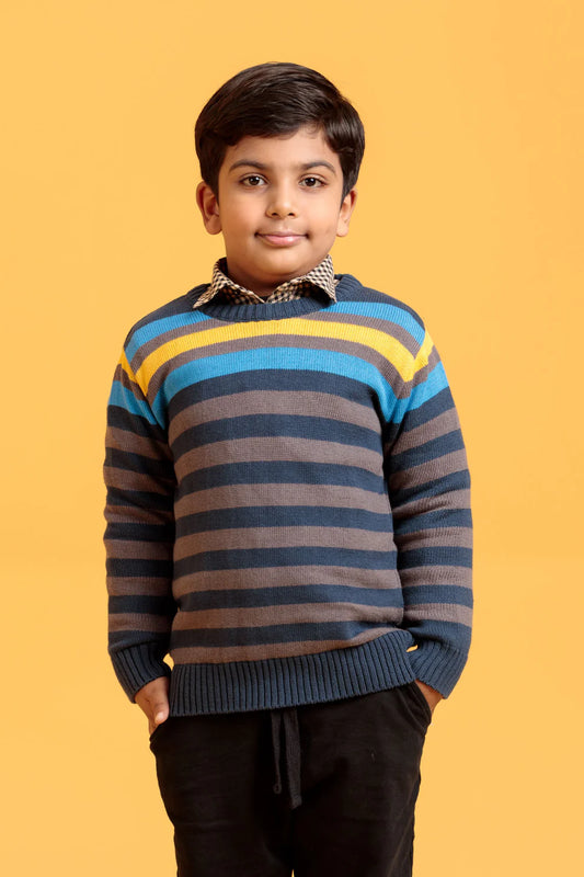 Junior Boys’ Blue Cotton Sweater