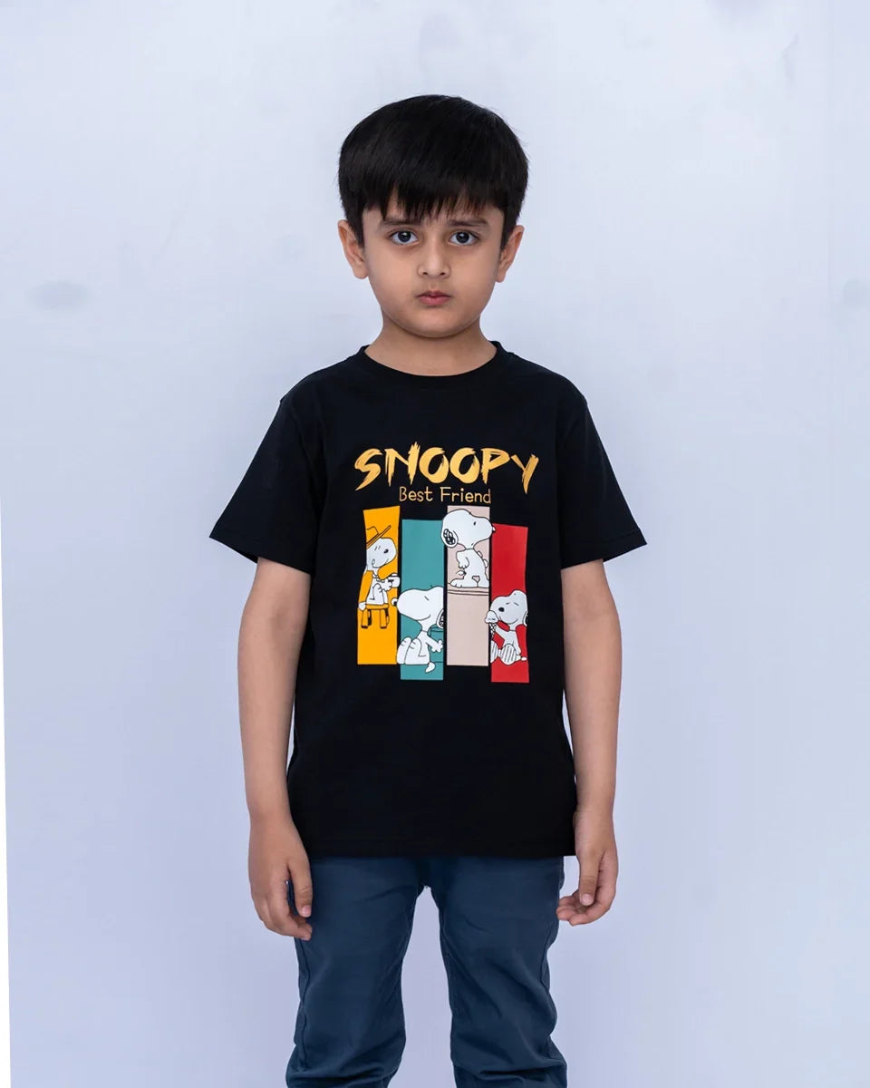 Junior Boys’ Jet Black Graphic T-Shirt
