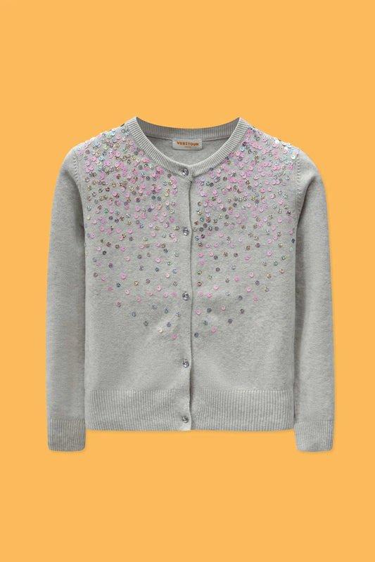 Junior Girls R-Neck Wool Cardigan