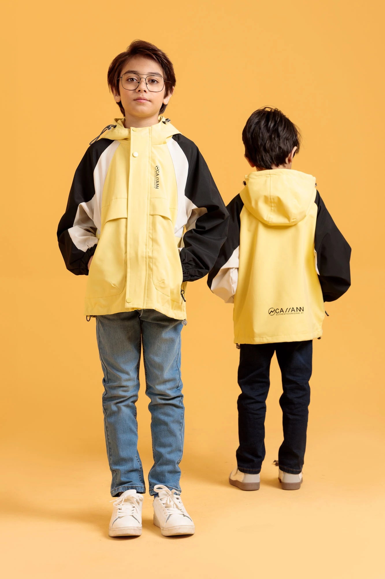 Back view of junior boys' Wind Breaker Jacket, pastel