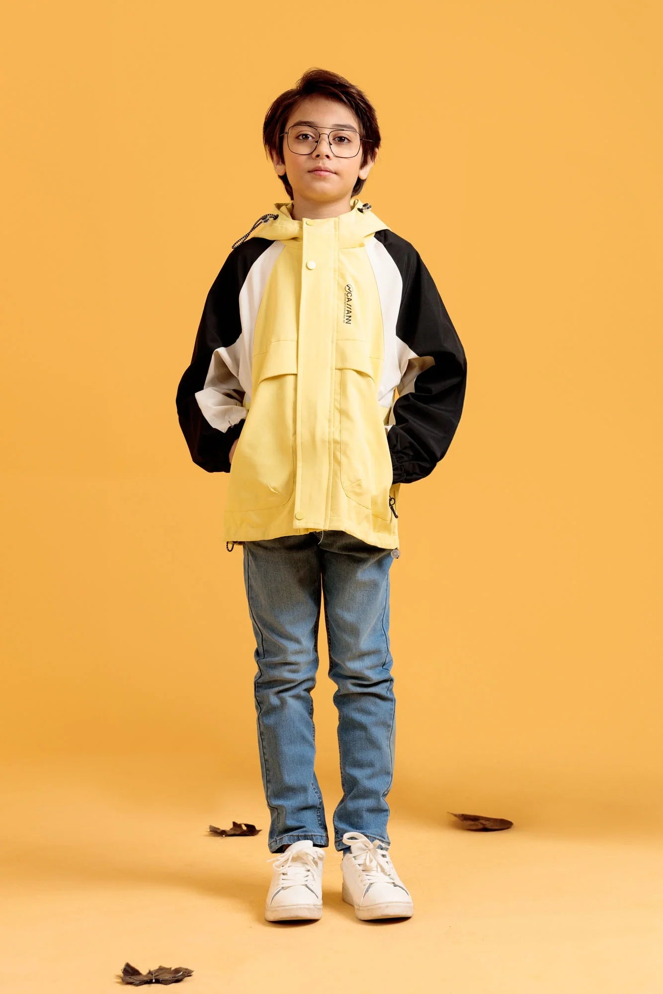 Front view of junior boys' Wind Breaker Jacket, pastel design