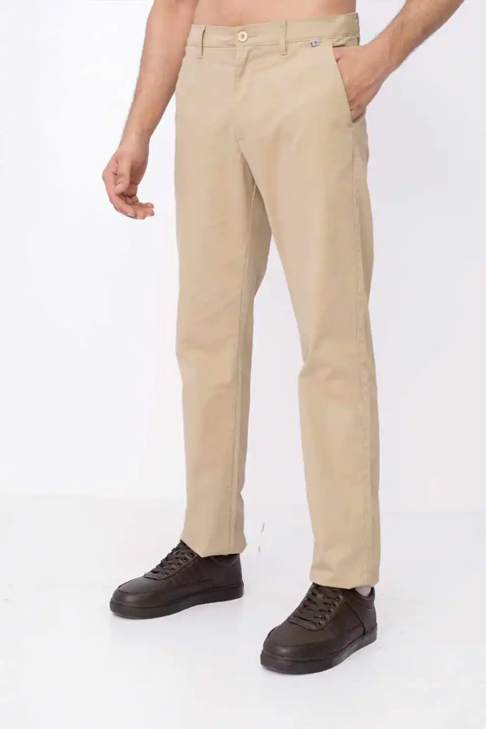 Khaki stretch chino pants