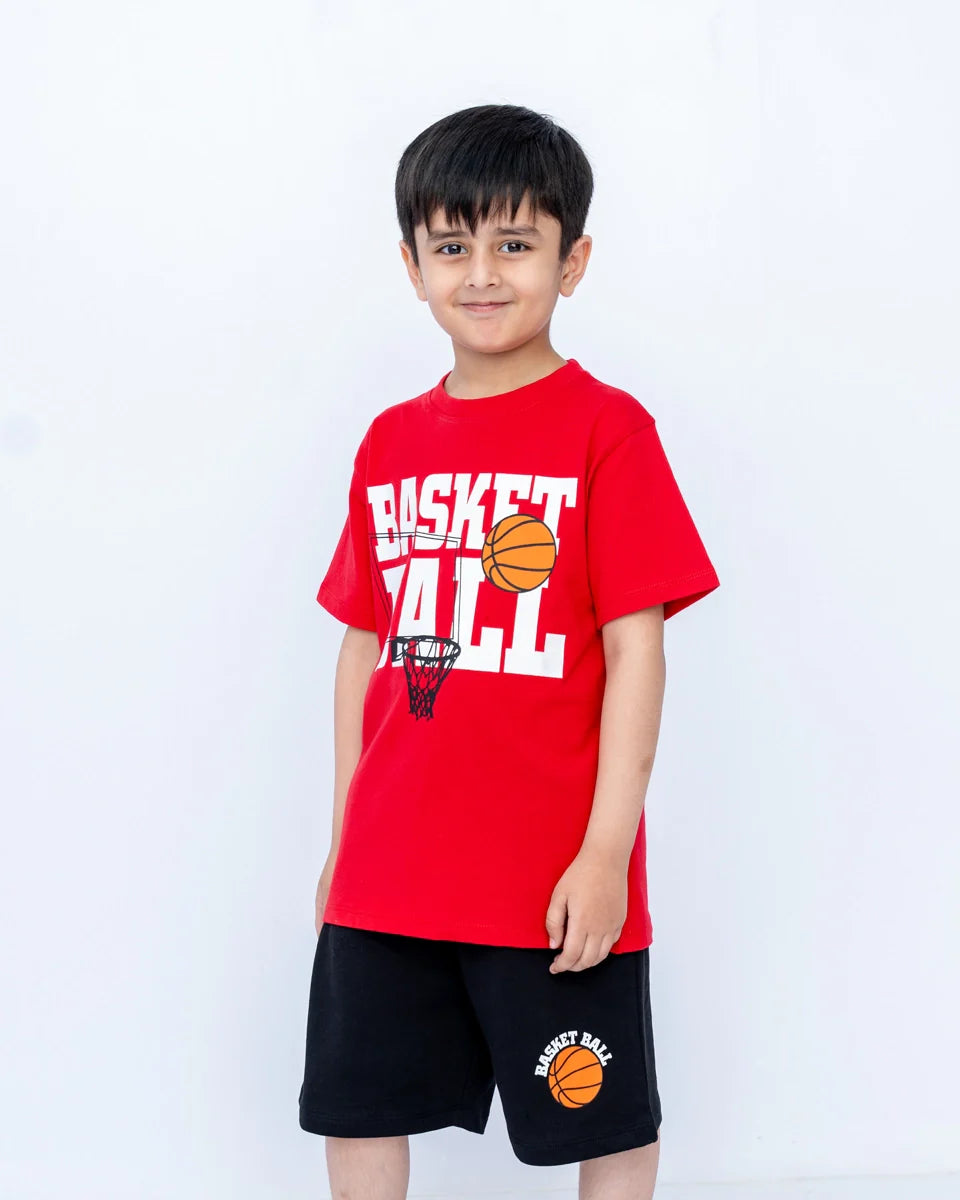 Kids’ Fiery Red Printed Cord Set