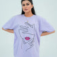 Women Graphic Oversized T-Shirt – Lavender - Harwage