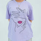 Women Graphic Oversized T-Shirt – Lavender - Harwage