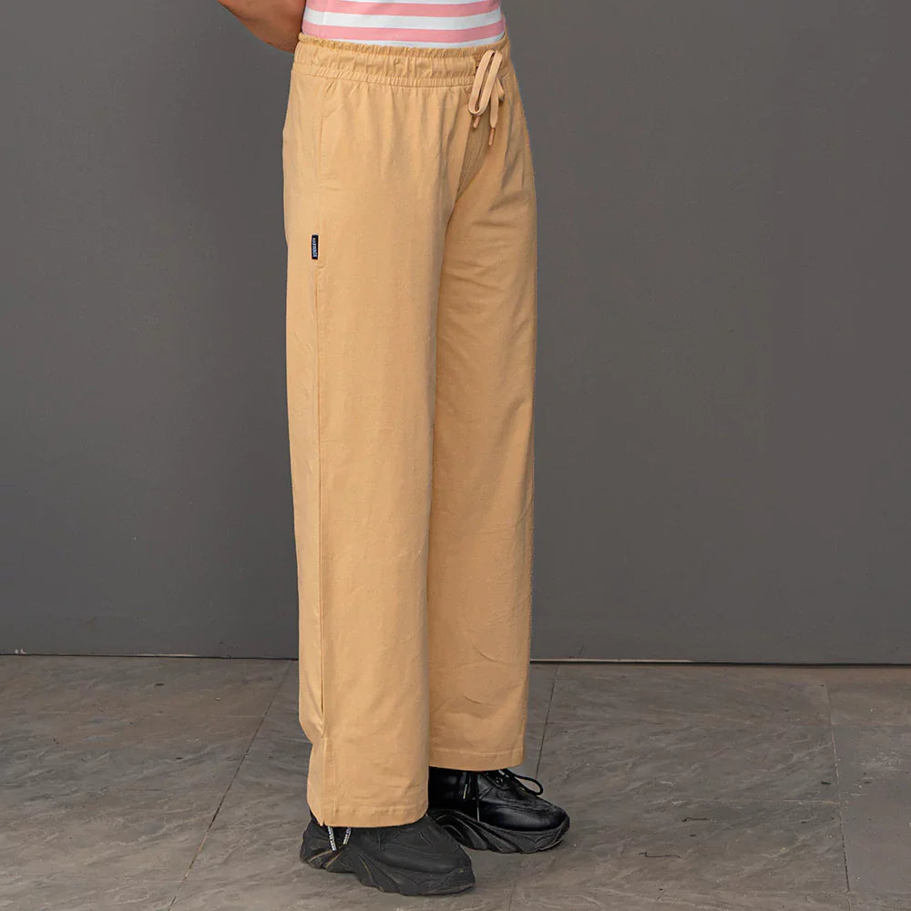 Latte wide leg trousers side view