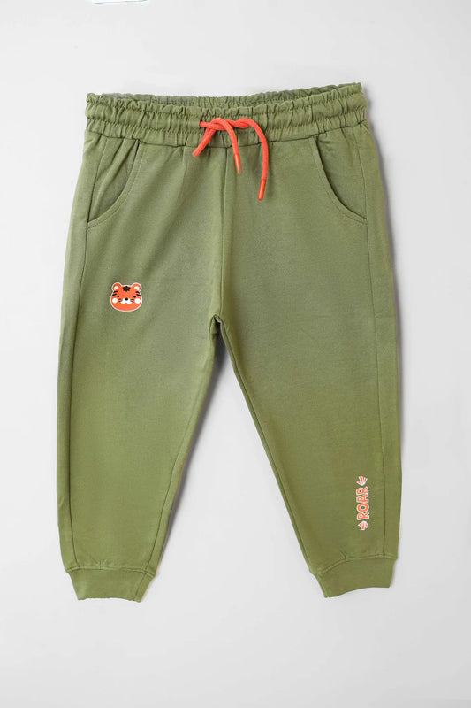 Little Boys’ Deep Lichen Green Terry Fleece Trousers
