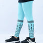 Light blue leggings with black patterns
